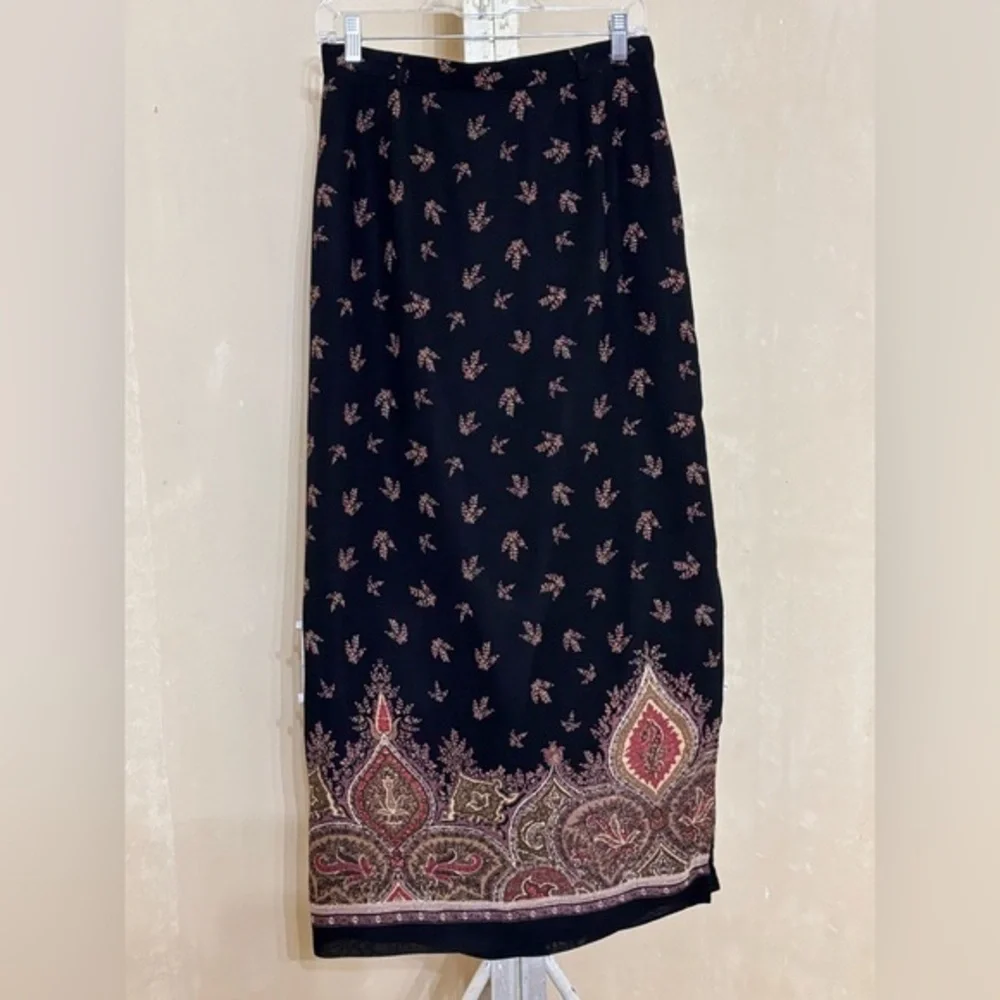Studio Jax Black and Red Paisley Pencil Skirt Sz 10